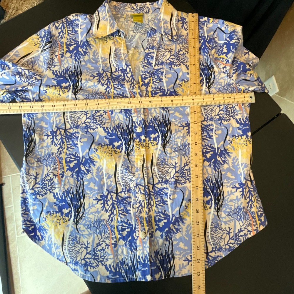 Acorn Womens Coral Reef Print Button Up Shirt XL Blue Multi Color Long Sleeve - Picture 8 of 8